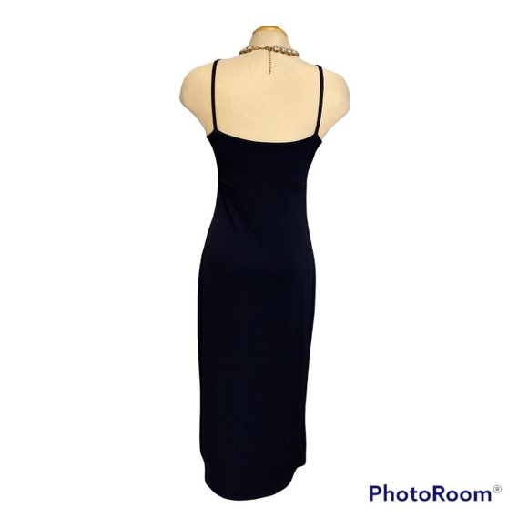 GAP Gown Sz Medium Simple Yet Elegant Long Navy Blue Spaghetti Straps - Picture 6 of 9
